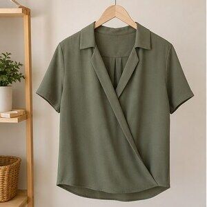 Olive Pleated Blouse